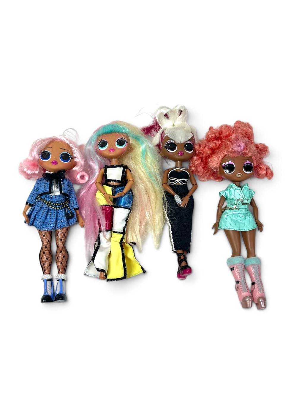 L.O.L. Surprise! Four Fashion Dolls with Pink, Teal, Blonde & Coral Hair